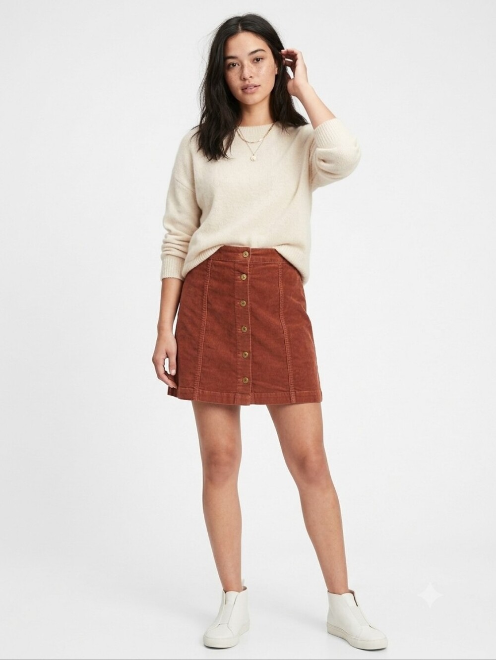 Pistola Women's Corduroy Button Down Mini Brown Skirt Sz Medium Fall Boho Casual